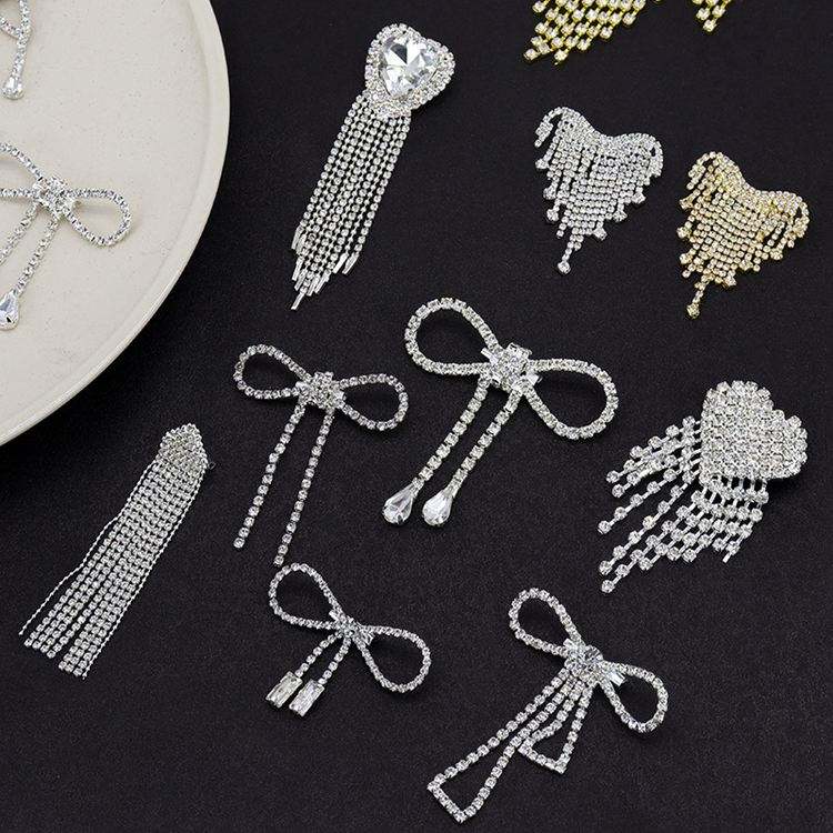 Rhinestone Fringe Brooch Bowknot