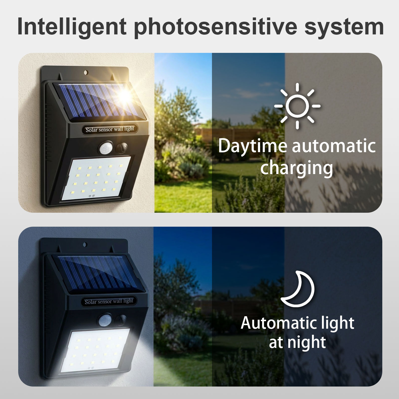 TOACH IP65 Waterproof Wireless Security Solar Garden Light Hot Sale LED Solar Wall Lights for Patio Landscape DC Power Glass