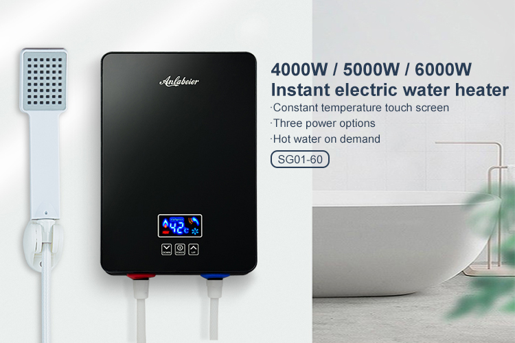 High quality intelligent 6000w 220V LED temperature display instant electric hot shower water heater for bathroom