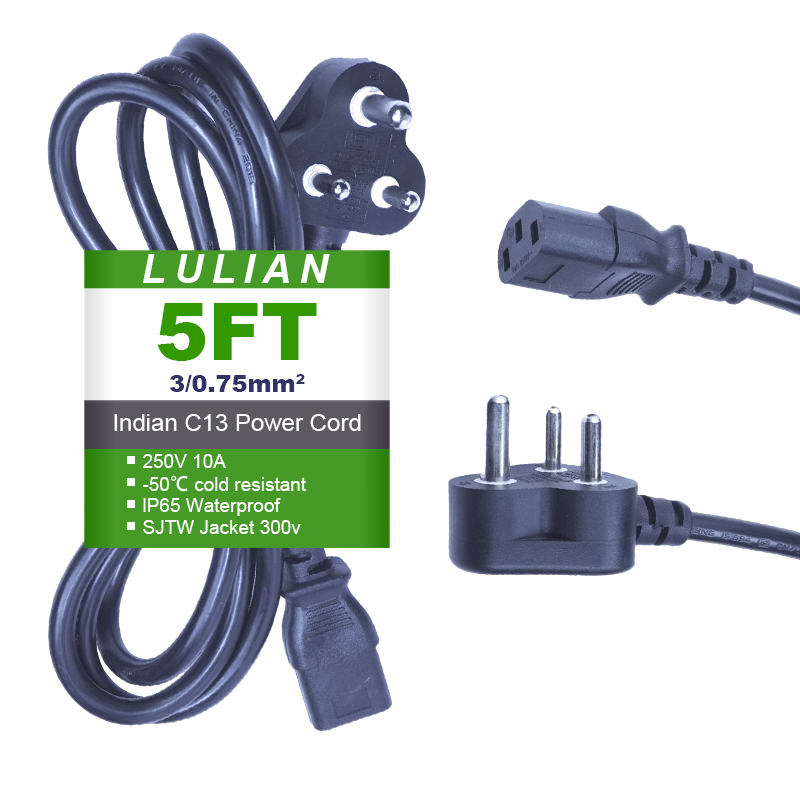 1.5/1.8/3M Black 250V 10A IEC C13 South Africa Power Cord India Extension Cable for Kettle Computer Laptop Monitor Projector