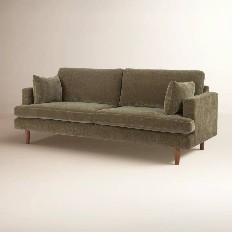 Бархатный диван Mid Century Modern оливковый