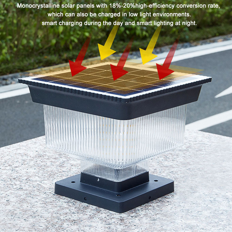 Outdoor Waterproof Solar Post Light LED Garden Gate Pillar Lamp for Fence Wall Column