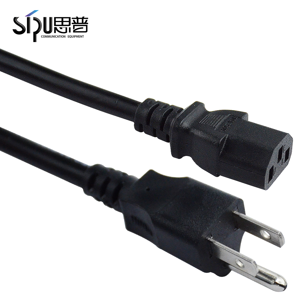SIPU America Standard 220V AC Power Cord Free Sample 3-Pin Plug US 3-Pin PC Power Cable Home Computer PVC Jacket IEC Female End