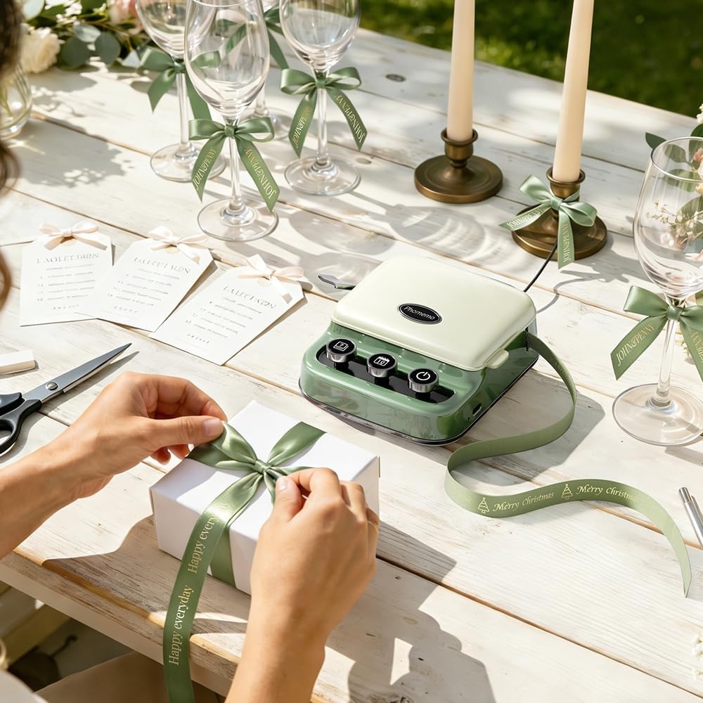 Phomemo Ribbon Label Printer, P15 Custom Text/Icon Mini  Portable Label Maker Machine with Tape for Gift