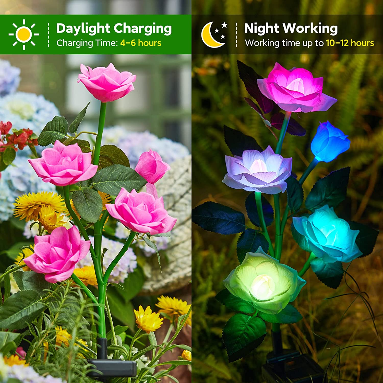 Solar Garden Lights 7 Color Changing Waterproof Led RGB Lights Outdoor for Outside Yard Pathway Decoration