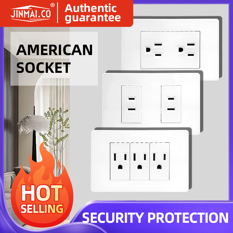 US Standard Wall Electric Plugs Sockets 4/6/9 Pole PC Flame Retardant Panel for American Canada Mexico Japan Source Factory