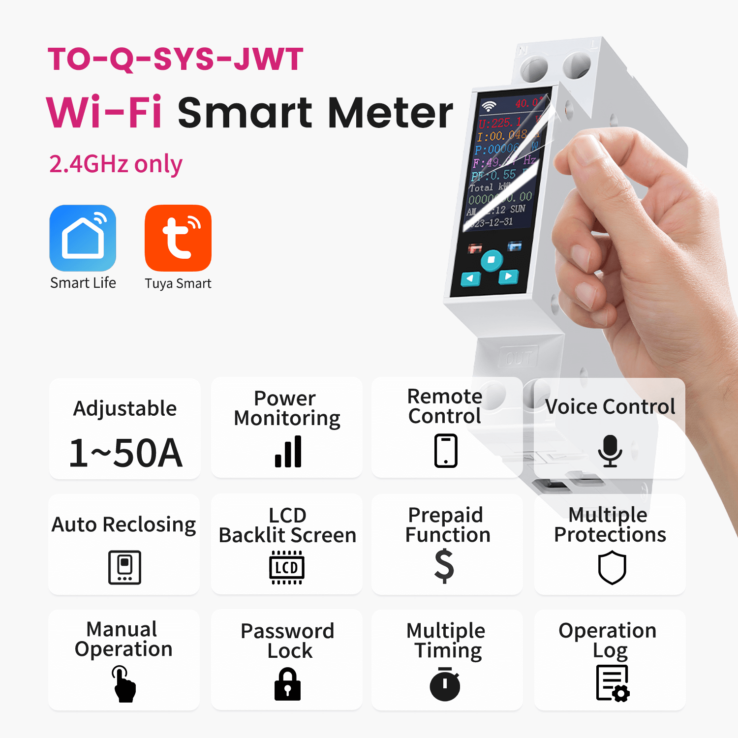 TONGOU Smart Life DIN Rail Customized Electric Smart Switch Tuya 1P+N Wifi Smart Mcb Mini Circuit Breaker 16 Amp 63A 50A 20A