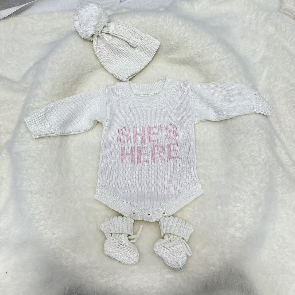 Комплект 3-pcs Knitted Romper (Custom Embroidery)