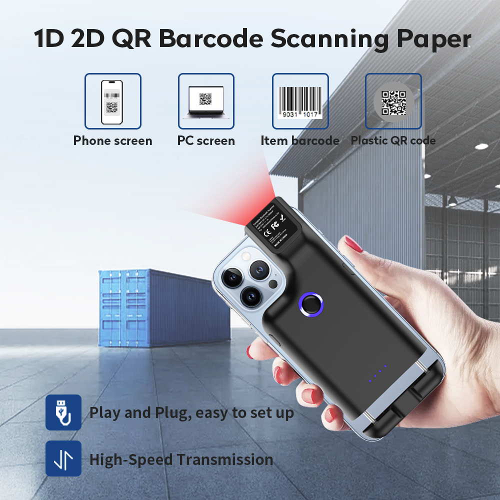 JR 101DC  Portable for Bluetooth Scanner with Backpack Clip 1D 2D Drop-Resistant QR Code Scanner with USB in Stock