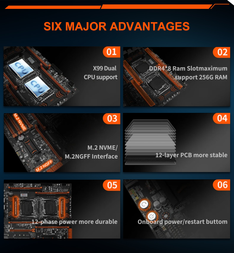 HUANANZHI X99-F8D PLUS X99-F8D/T8D/8D4/8D3 X10X99-8D/16D Motherboard Support Dual CPU DDR4 Support Server Memory for Desktop