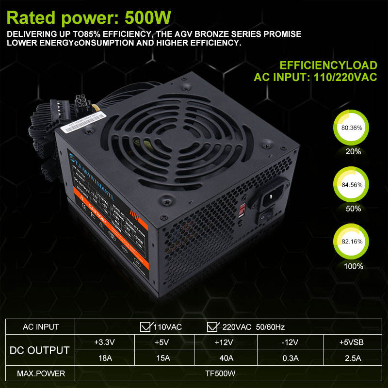TFDP New PC Components 500W New Style 80Plus Gold ATX PC Power Supply and PSU Power Supplies Unit for Desktop Computers in Stock
