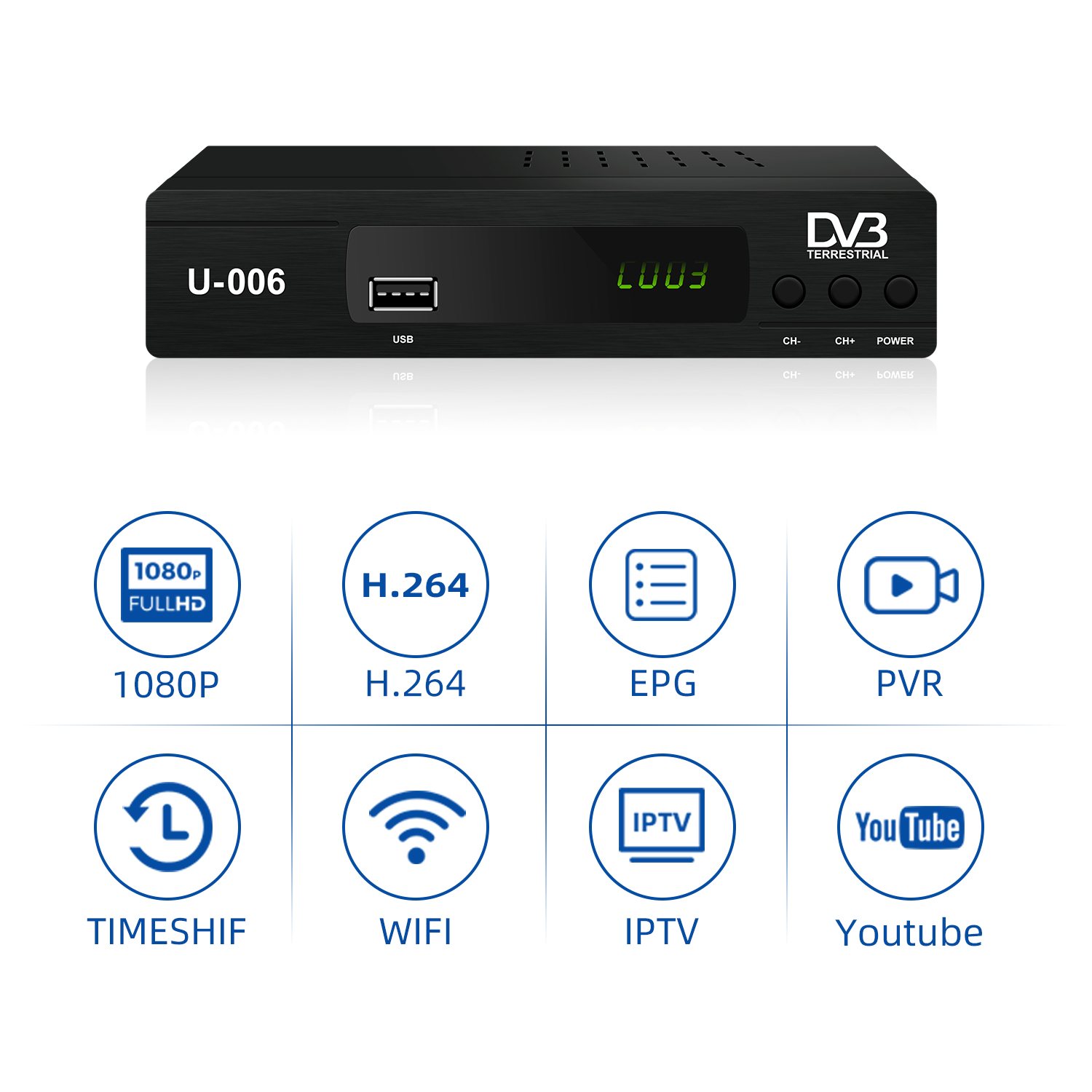 New Full HD 1080P Free to air Set-top Box ISDB-T2 USB WIFI ANTENNA TV BOX Digital Set Top Box Dvbt2 with Remote