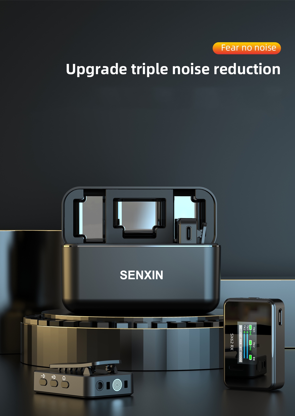 Mini Microphone SX62 DSP Noise Reduction Chip Screen Display Strong Endurance Professional Recording Gaming Microphones