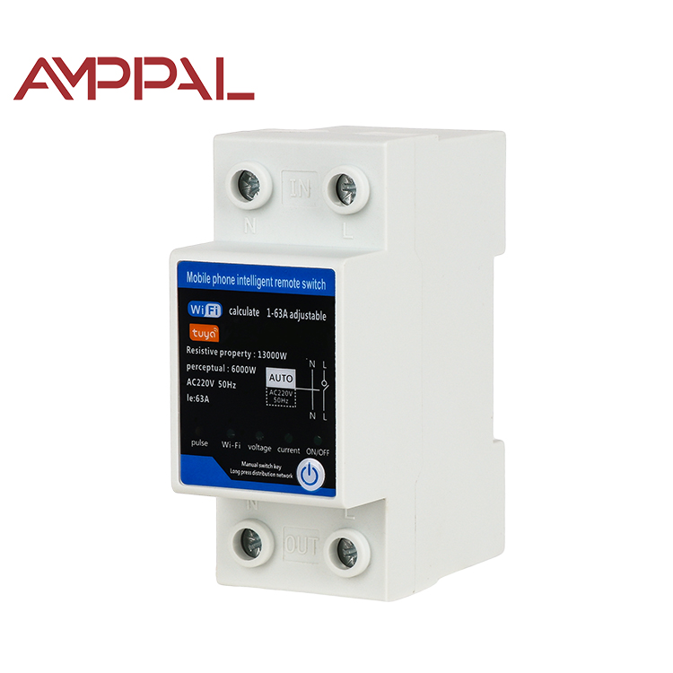 TUYA WIFI 63A AC Single Phase Circuit Breaker 6kVA Smart WiFi Timed Remote Control Voltage Protector Single Phase Stabilizer