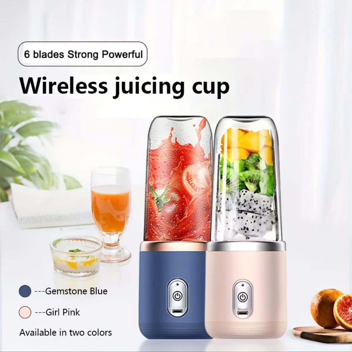USB Rechargeable Mini Juicer Mixer Fruit Smoothie Blender for Machine Food 6 Blades  Mini Portable Juicers Mixer