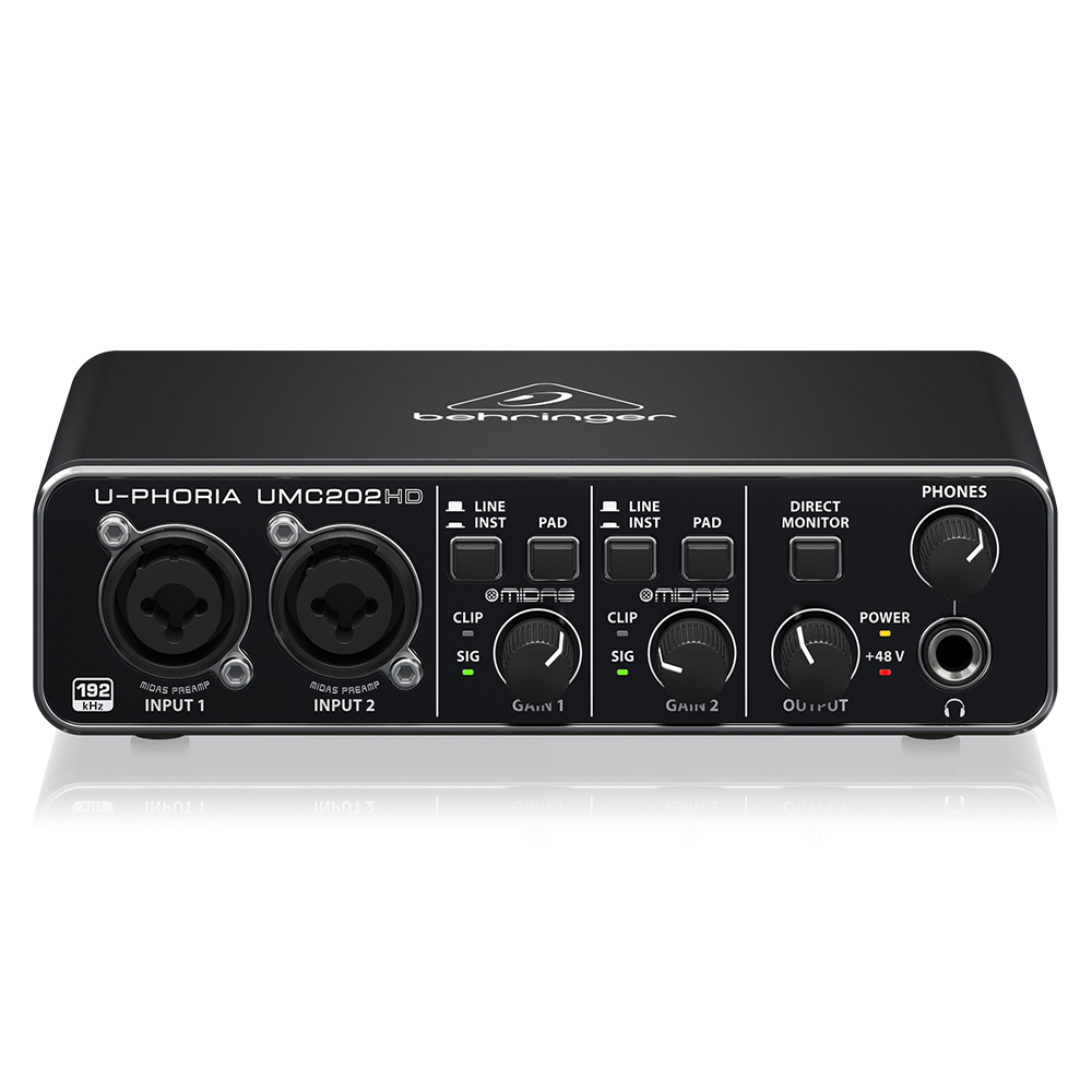 Behringer U-Phoria UMC202HD Sound Card USB Audio Interface With 2 Midas Preamps & 48V Phantom Power Studio Sound Equipment