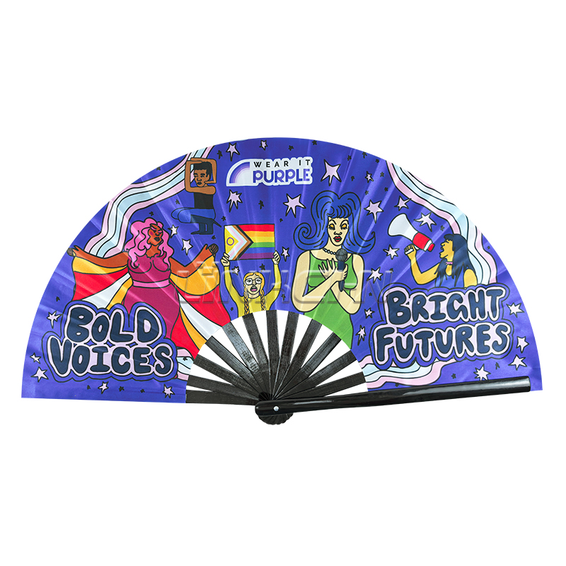 2025 New Arrivals Hand Fan Bamboo Crafts Clack Folding Large Fans Wholesale Custom logo Clap  Popping Foldable13inch Rave Fan