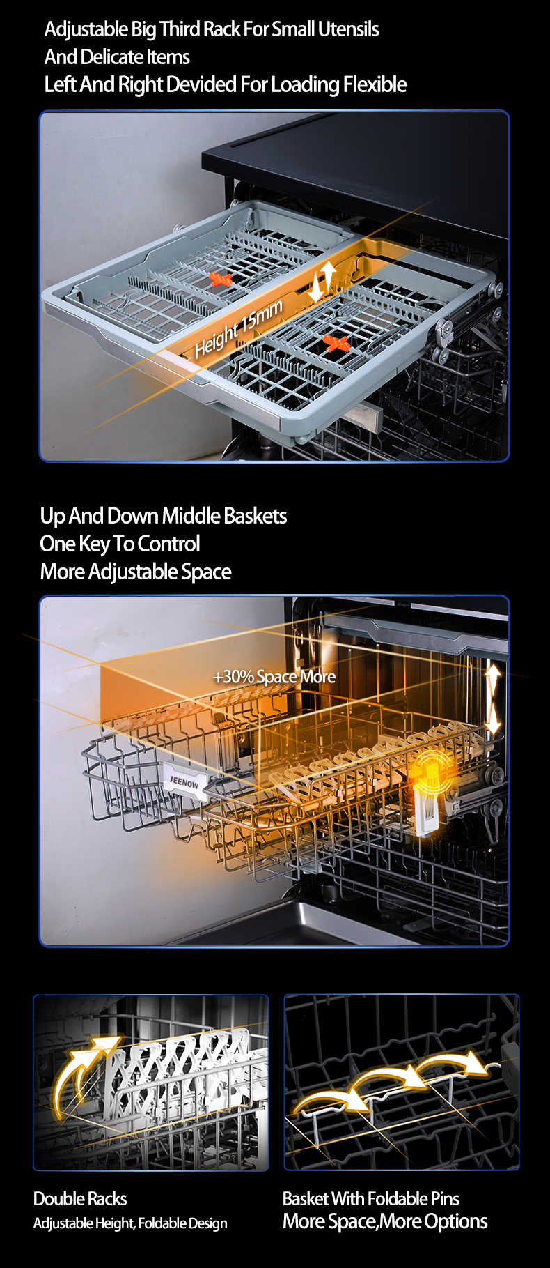 Freestanding Dishwasher 14-15 Set Automatic Dishwasher Home Machine with 14/15 Setting Place Stain DishWasher