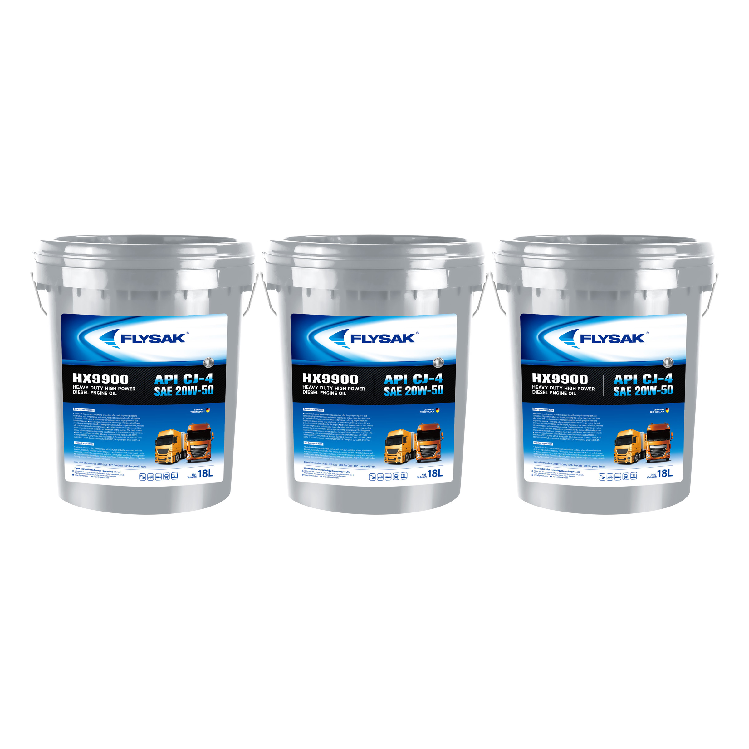 High Quality 18L HX9900 Heavy Duty High Power Diesel Engine Oil API CJ-4 SAE 20W-50 Suitable for Heavy Duty Diesel Engine