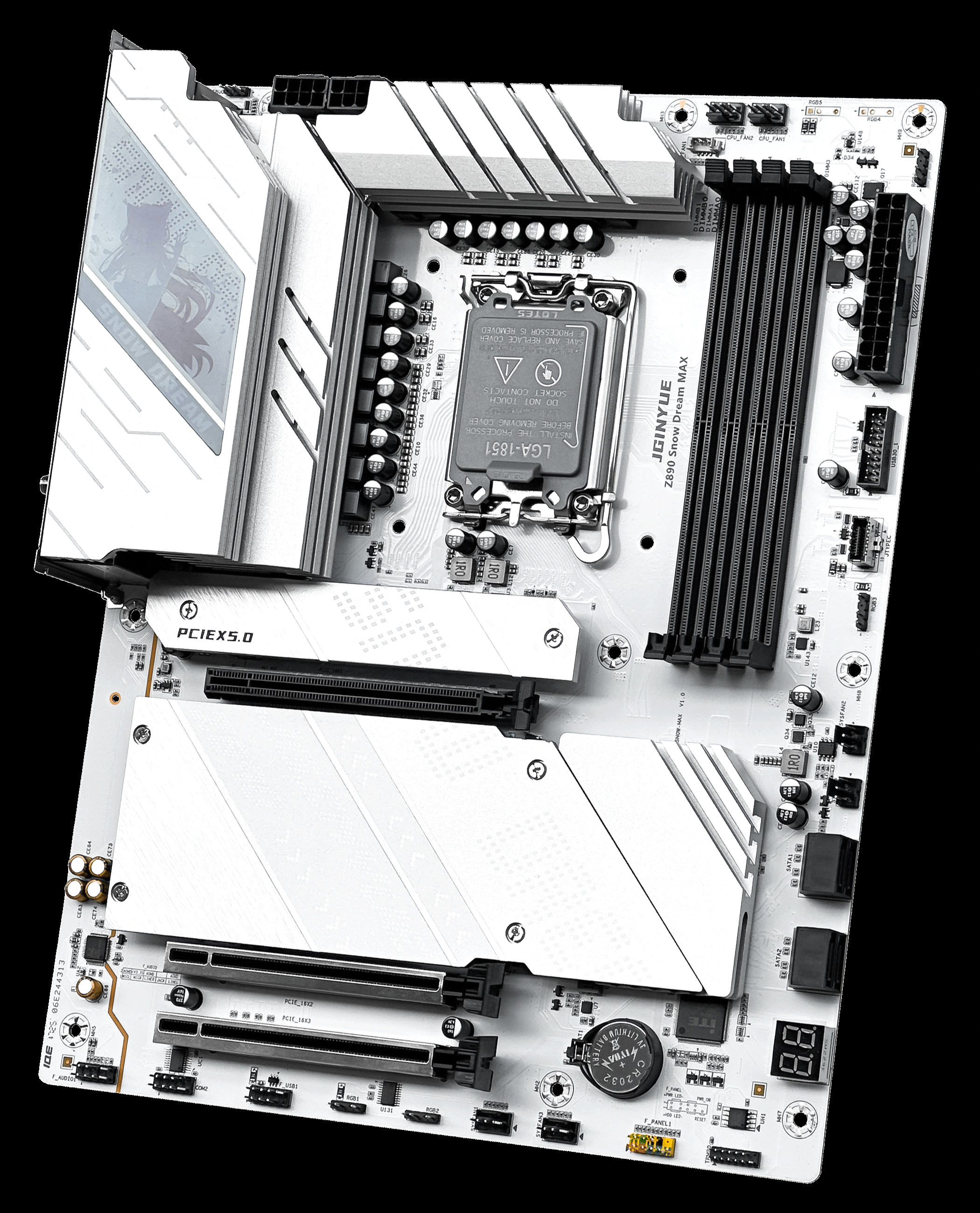 JGINYUE H810M-D Z890 Snow Dream MAX AI Technology DDR5 LGA1851 M-ATX/ATX Motherboard Support for Core Ultra200 Series Processors