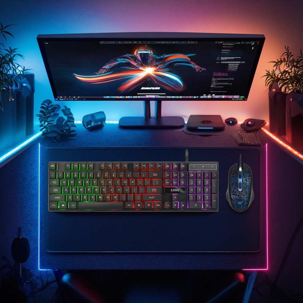 GT-KB201Cm Havit Keyboard Mouse Combo Gamer Computer Backlight Led Teclado Colored Wired Gaming Keyboard and Mouse Headset Combo