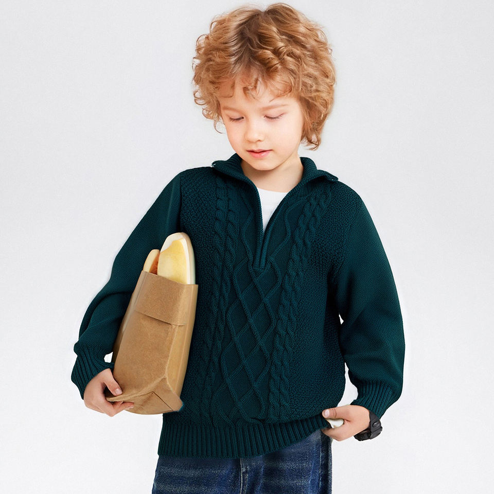 Boys Cable Knit Half Zip
