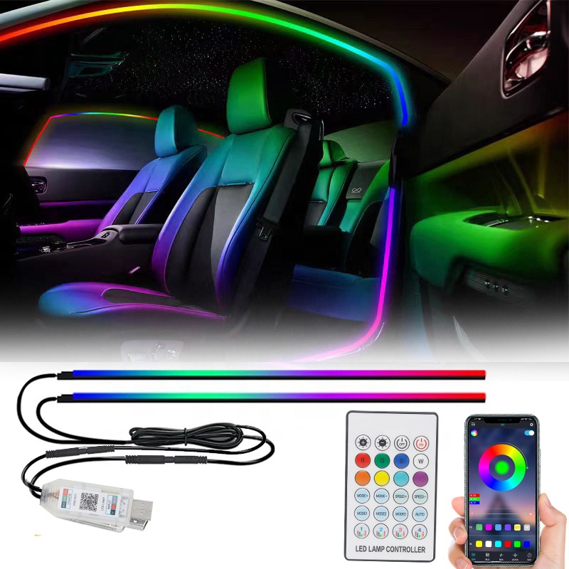 3M/3.5M LED Colorful Decorative Light Strip Acrylic ABS Material Cross-Border Car Ambient Interior Kits Auto Interior Lighting
