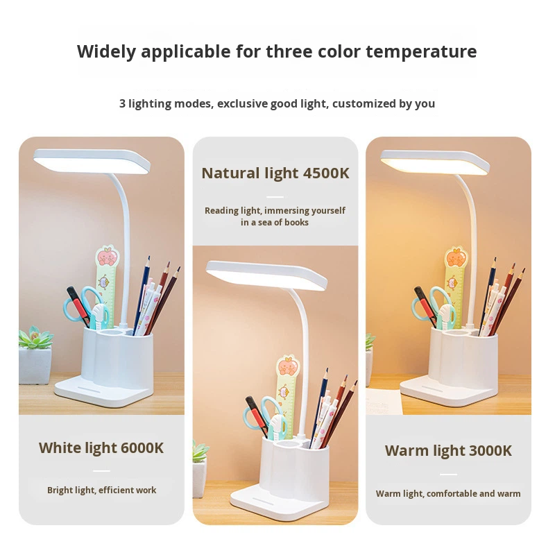 Portable Rechargeable Study Table Lamp for Students Desk LED Reading Table Lamp with USB Charging