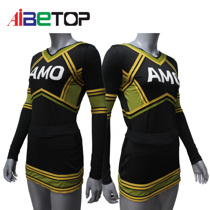 Cheer Dance Performance Uniform Black Yellow