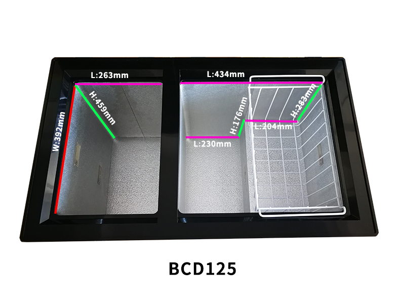 Abarth 125L Big Capacity Chest Fridge Freezer Car Refrirator and Freezer Cooling Function With Metal Stainless Steel OEM/ODM
