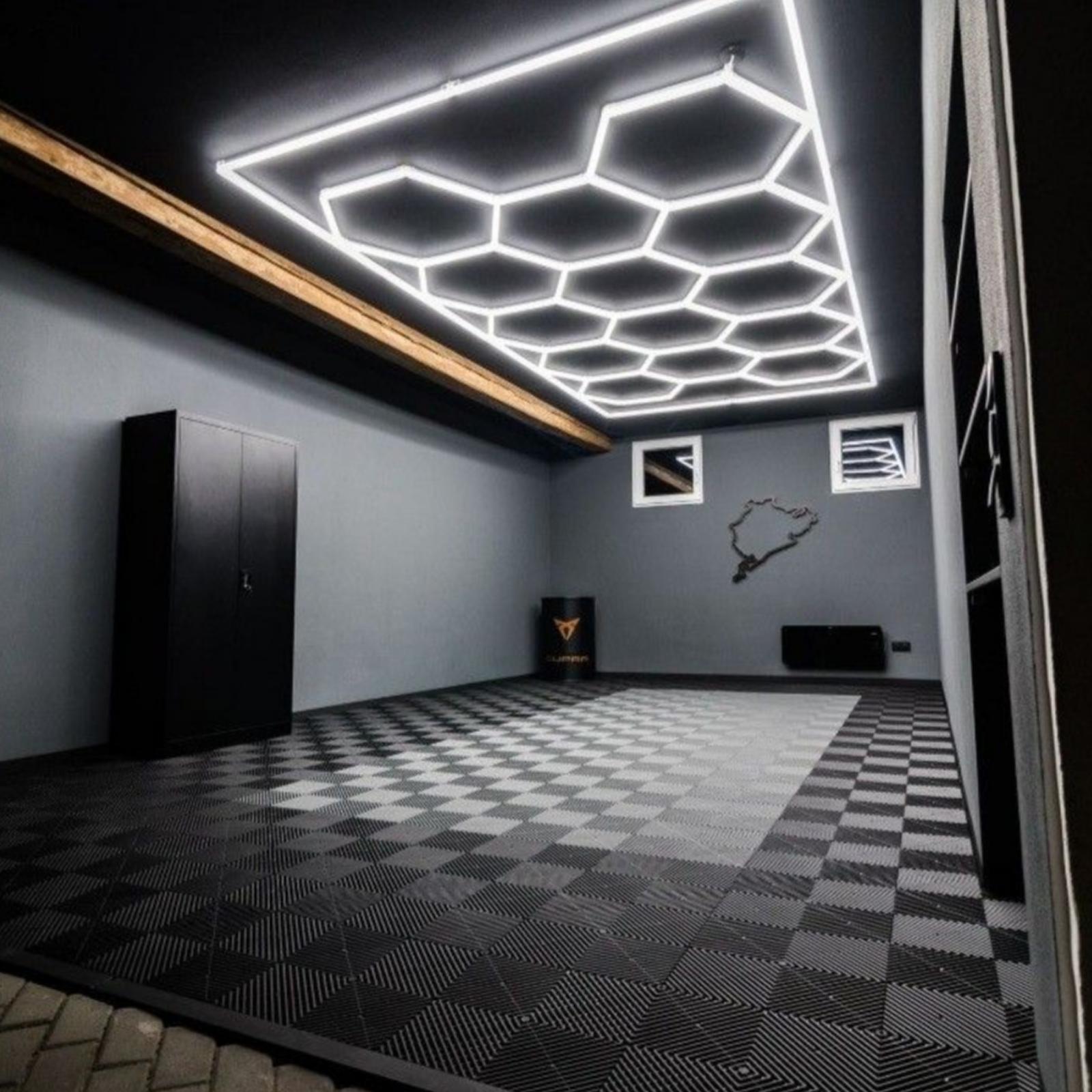 100-240V Hexagon LED Ceiling Light Hexagonal LED Light Honeycomb Ceiling Lights for Car Garage Repair Workshop