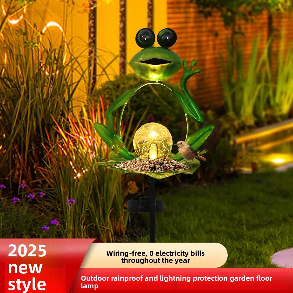 Outdoor Waterproof Small Size Iron Design LED Light Courtyard Garden Lamp Creative Cross-Border Solar Atmosphere Lawn Lamp