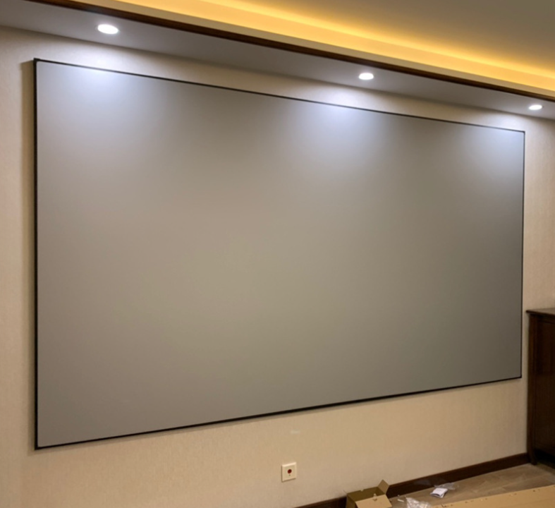 CAAVITS 100 120 150 Inch Fixed Frame Screen 4K HD ALR Grey Crystal Projection Screen for Short & Long Throw Projector Screens