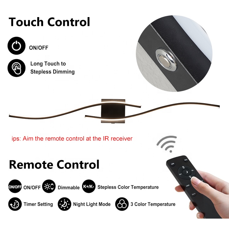 Batterypowered Wireless Wall Light Lamp ModernLED Wall Lamp for Hotel Bedroom Long Strip Corridor Touch Wall Lamp Remote Control
