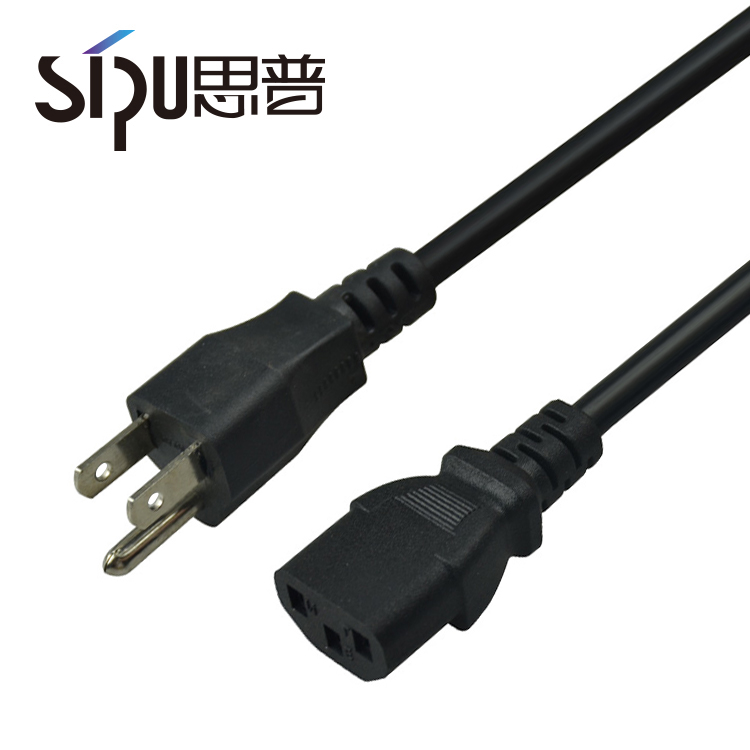 SIPU America Standard 220V AC Power Cord Free Sample 3-Pin Plug US 3-Pin PC Power Cable Home Computer PVC Jacket IEC Female End