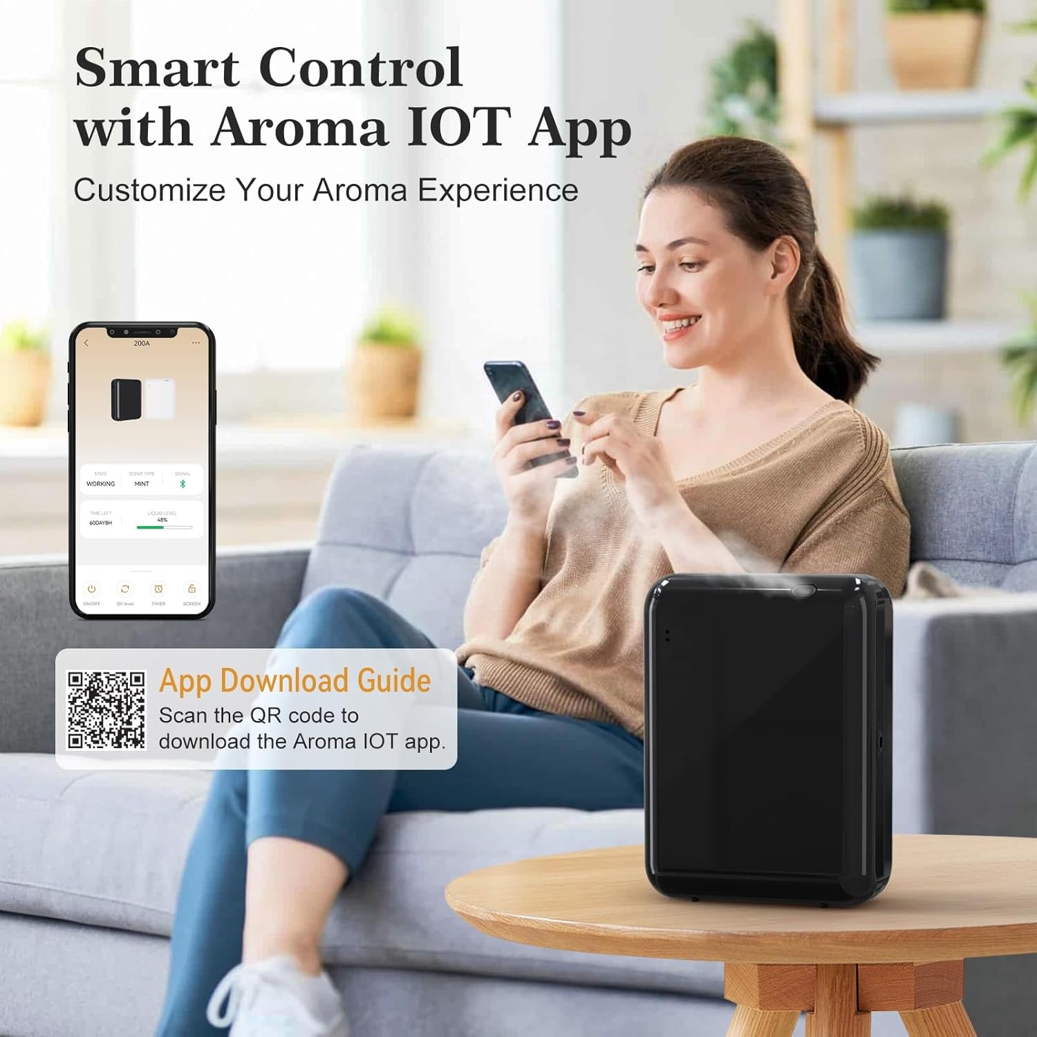 TYLOC Commercial App-Controlled Smart Waterless Eco-Friendly Large Capacity Essential Oil Diffuser Electric Battery Hotel