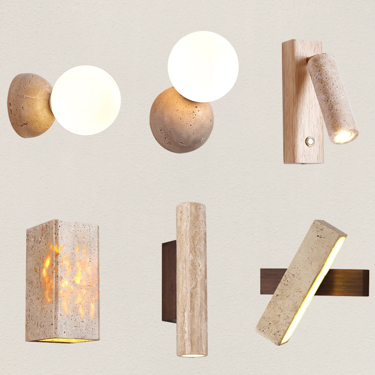 Wholesale Price Numerous Styles Round Moon Stone Look Led Modern Travertine Wall Lamp