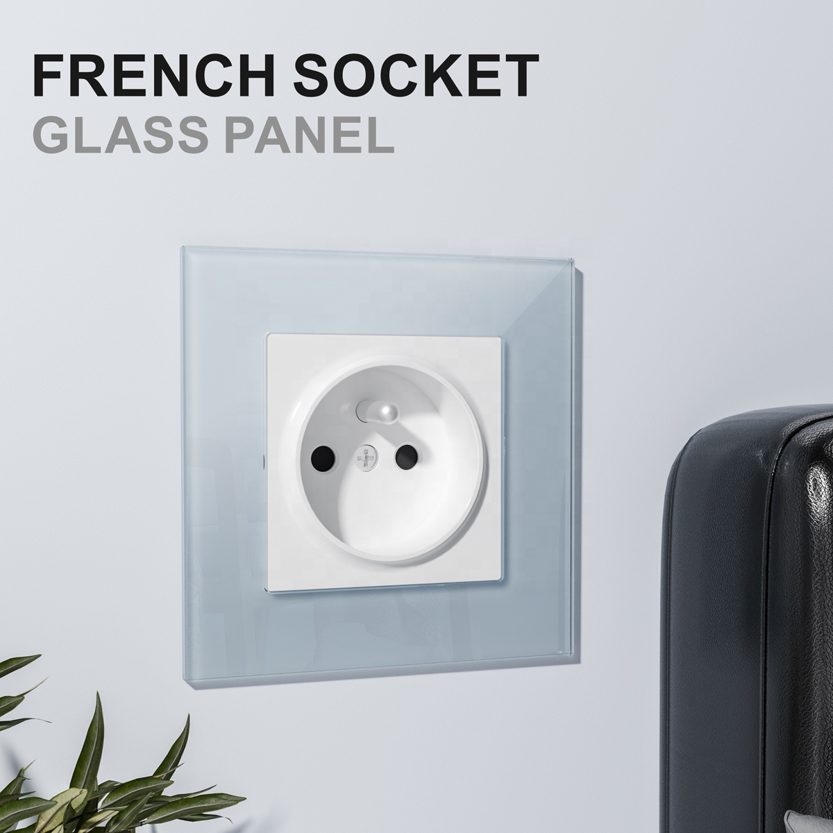 European Standard French Style Electric Wall Sockets With Colorful Glass Electrical Socket Panel