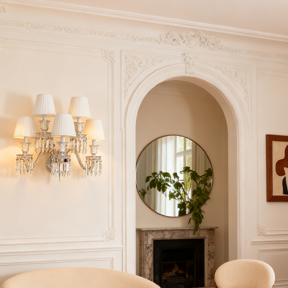 Luxury Indoor Decorative Living Room Modern Crystal Sconce Wall Lamp With Shade Corridor Bedroom Bedside Wall Light