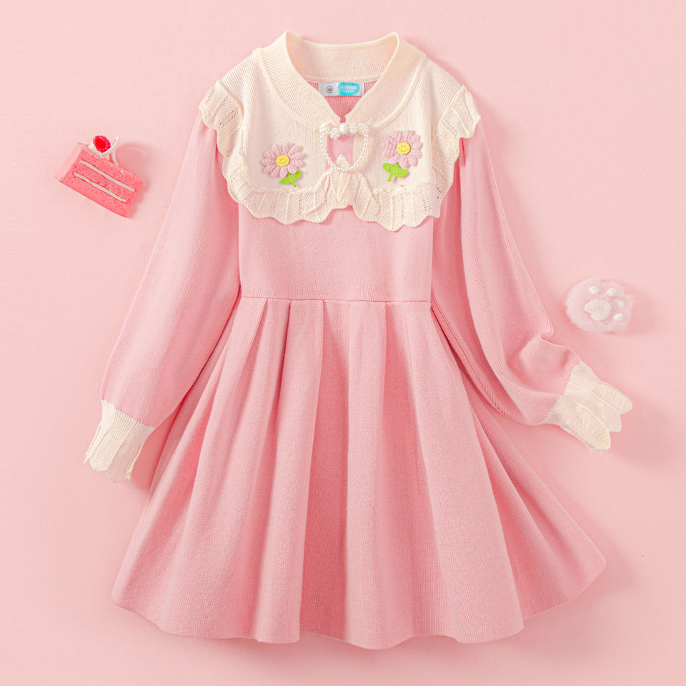 Платье Pink Knit (Floral Embroidery)