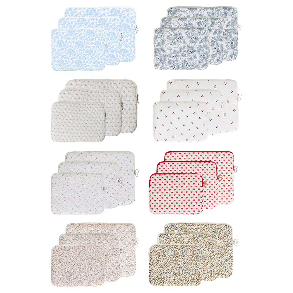 Xianghui 11/13/15 Inch Laptop Sleeve Quilted Coquette Floral Laptop Carrying Case Office Accessories Laptop Bag