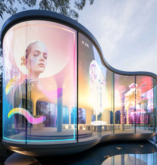 Transparent Led Screen Flexible Led Film Crystal Display Screen on Shopping Mall windows Glass Adhesive Led Advertising Panel
