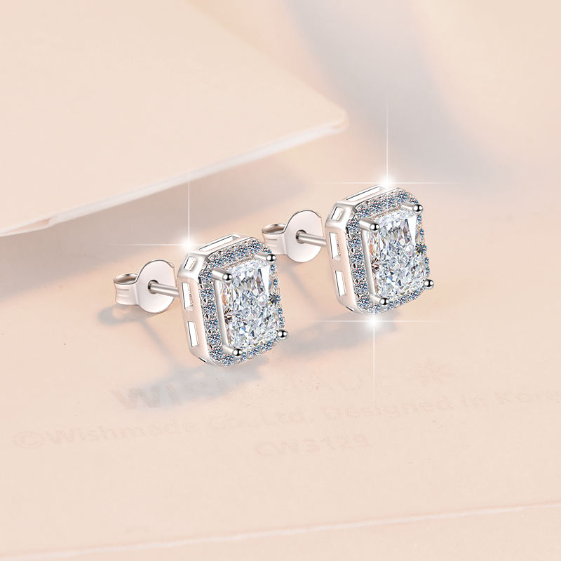 Серьги с муассанитом 0.5CT Radiant