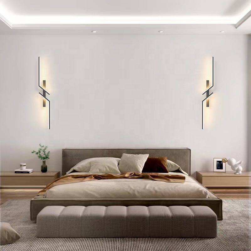 Nordic Minimalist LED Long Wall Lamp Black Gold Luxury Decor Wall Lights for Home Living Room Bedroom LED Wall Lamp Interior