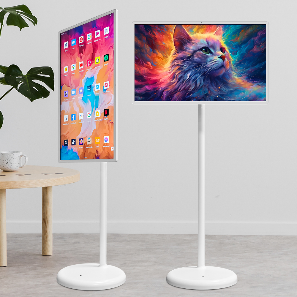 Bestie Stand Mini Portable 21.5 Inch Touch Screen Android 12 Smart TV LED-backlit HDTV Wheels Rechargeable 12V Mobile Television