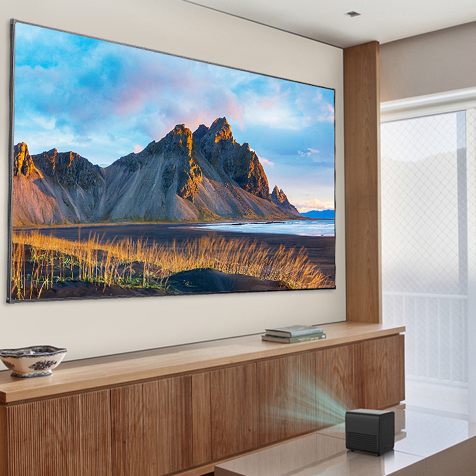 CAAVITS 100 120 150 Inch Fixed Frame Screen 4K HD ALR Grey Crystal Projection Screen for Short & Long Throw Projector Screens