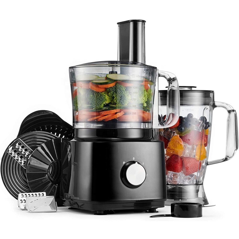 750W Multifunction Food Processor with 2L Bowl Blender Chopping Slicing Fine&Coarse Grating Kneading Emulsifying Citrus Juicer