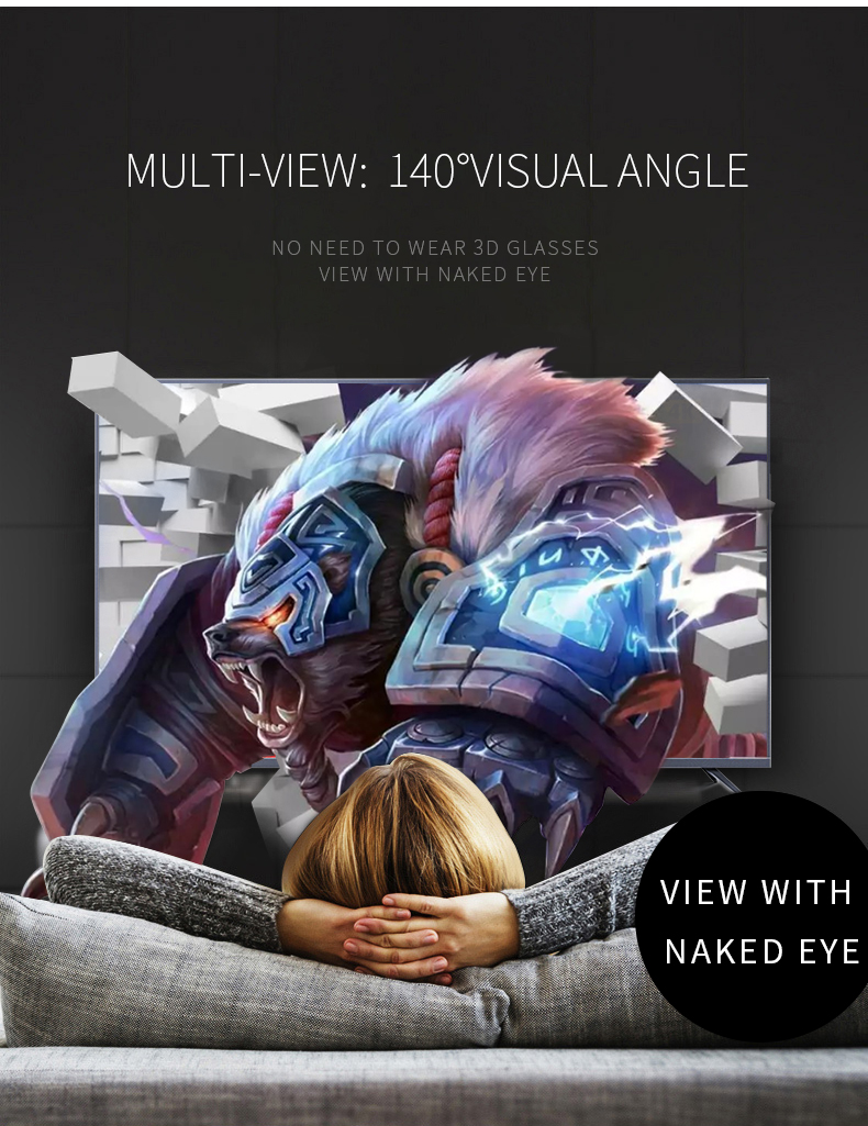 50 Inch 1080P Full Color Tube Chip Advertising Naked Eye Television 3d TV Monitor Without Glasses for Shopping Mall