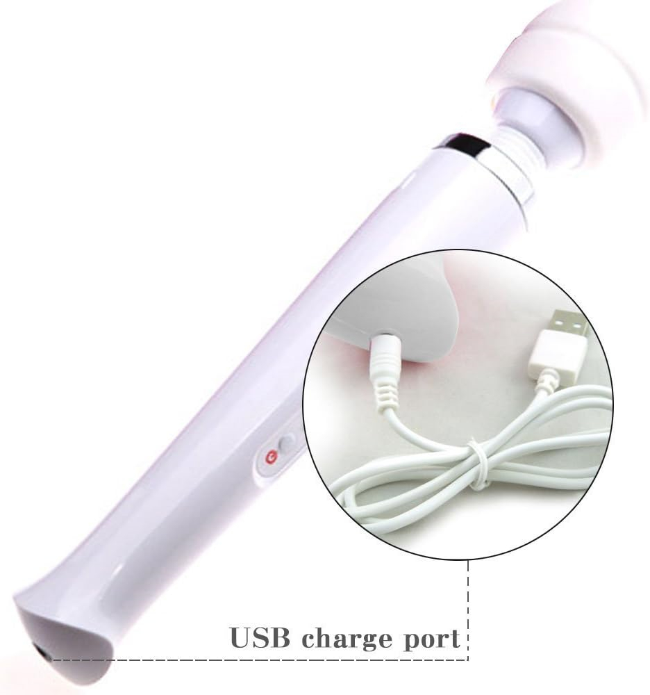 Loveusexy USB Charging White AV Vibrator G Spot Stimulation Magic Wand Massage Stick Dildo Vibrator Gadget