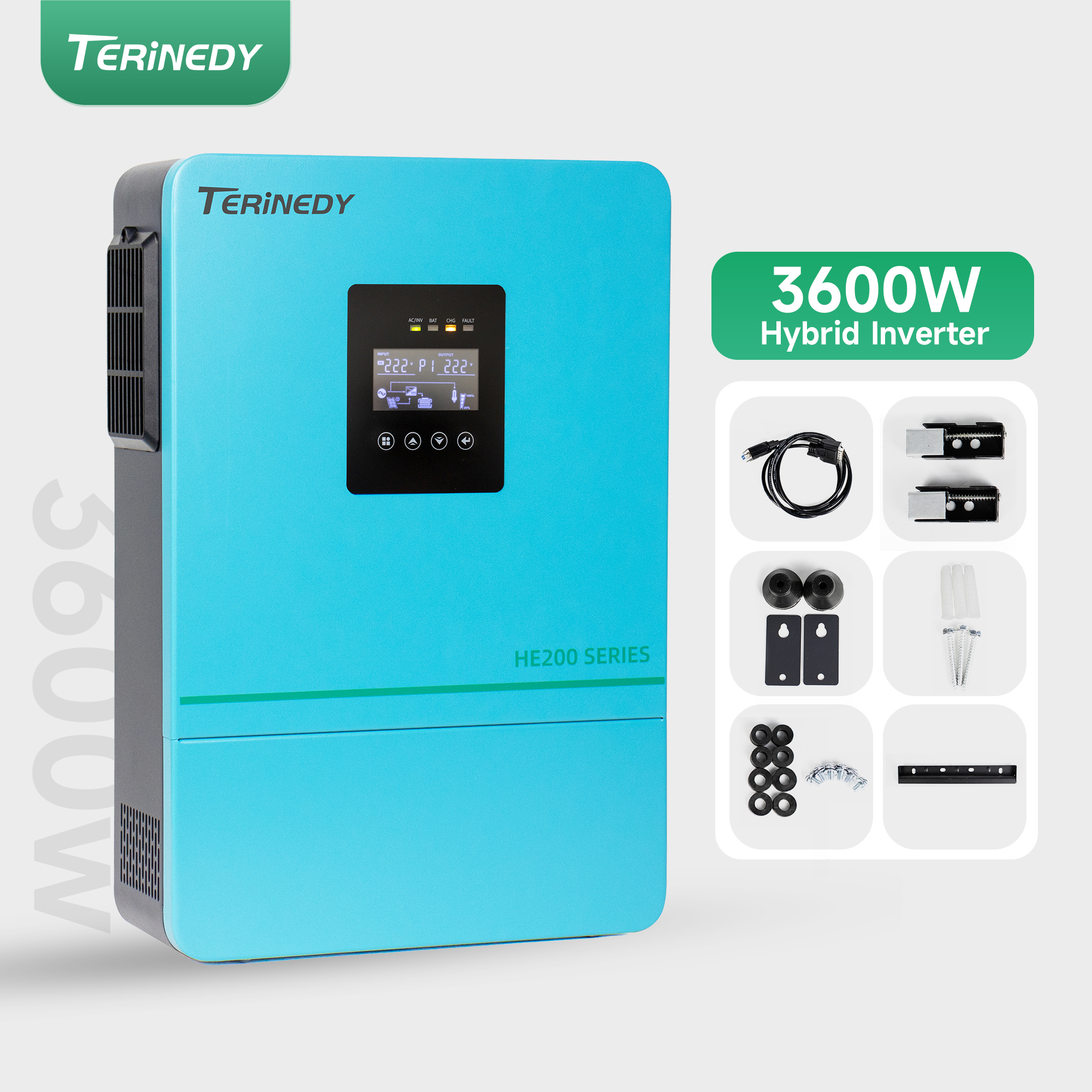 3600W Hybrid Pure Sine Wave Power Inverter with MPPT Solar Charger Dc 24V to Ac 220v 50/60HZ Solar Converter for Home